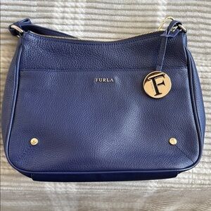 Furla Deep Blue Leather Shoulder Bag
